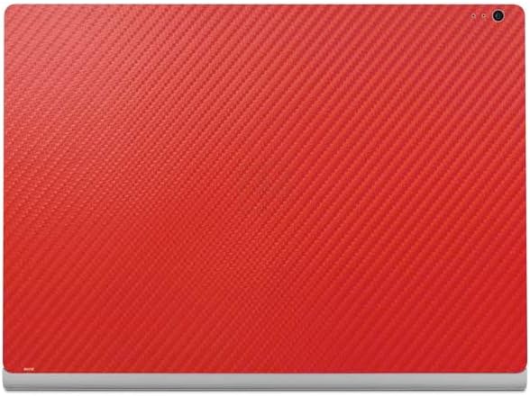 Skinit Decal Laptop Skin Compatible with Surface Book 2 13.5in - Red Carbon Fiber Specialty Texture Material Design