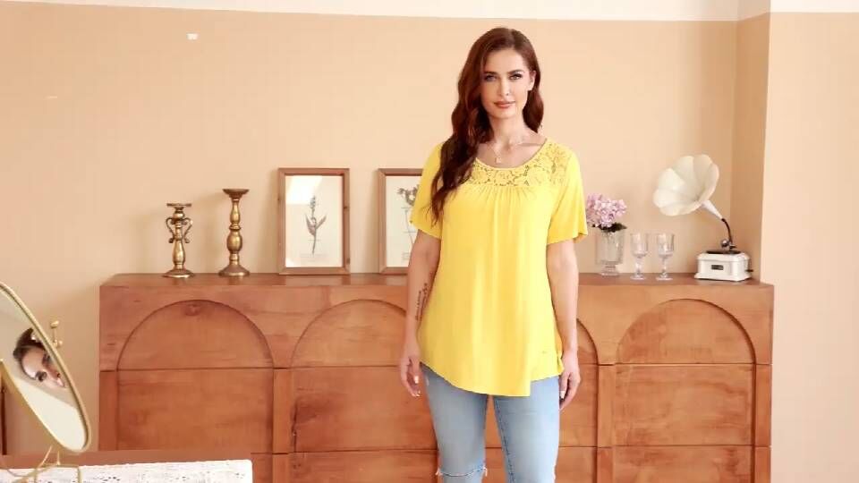 LETDIOSTO Women's Ruffle Sleeve Scoop Neck Top - Casual Tunic Blouse, Sizes S-XXL