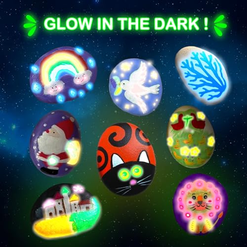 Image of KIDS KING Glow in Dark Rock Painting Kit, Art Craft Kit for Kids Age 6-12