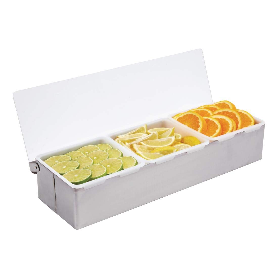 Olympia Silver 3 Compartment Condiment Holder Stainless Steel