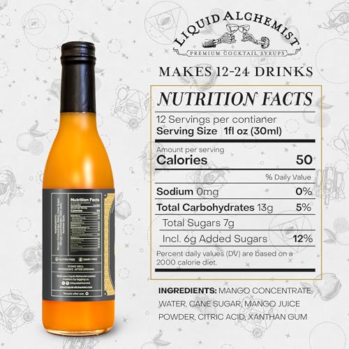 Image of Liquid Alchemist Mango Syrup for Drinks - Real Ingredients Make our Mango Puree for Cocktails the Perfect Margarita Mix - Our Tropical Flavoring Syrup is Non-GMO & Vegan (12.7 oz)