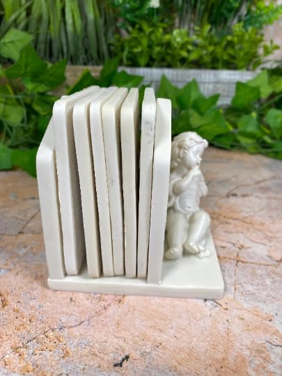 Elegante set di 6 sottobicchieri in resina a forma di cherubino con supporto – Set di 6 decorazioni per la casa, regalo unico 9 cm x 9 cm, angelo custode collezione Divine
