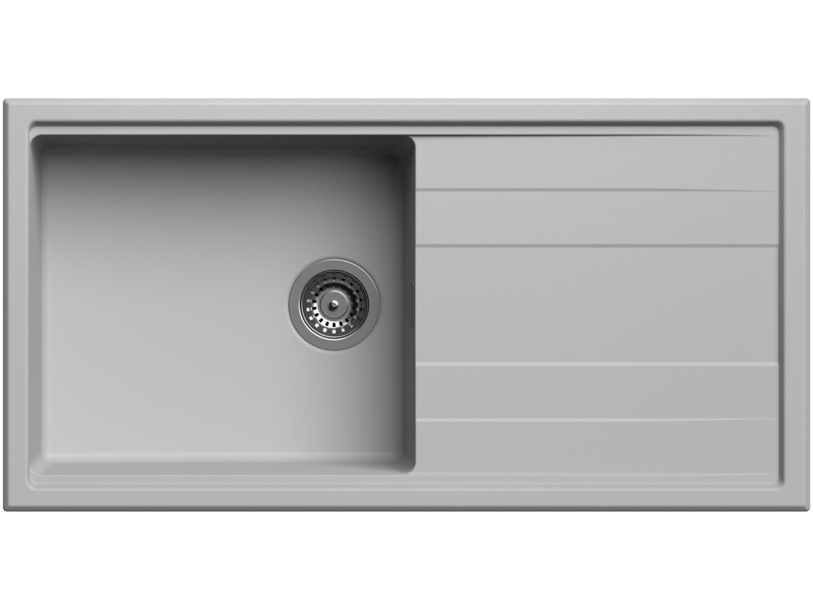 Lavello cucina Orlando grigio chiaro perla 1 vasca con gocciolatoio 100 x 51 cm Made in Italy