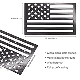 American Flag Magnet Decal, 2 Pack 6.1 x 3.7 Inch USA Flag Stickers with Patriotic Stars Reflective Stripes for Cars & Trucks - Support US Military, Suitable for Many Festivals (Black)