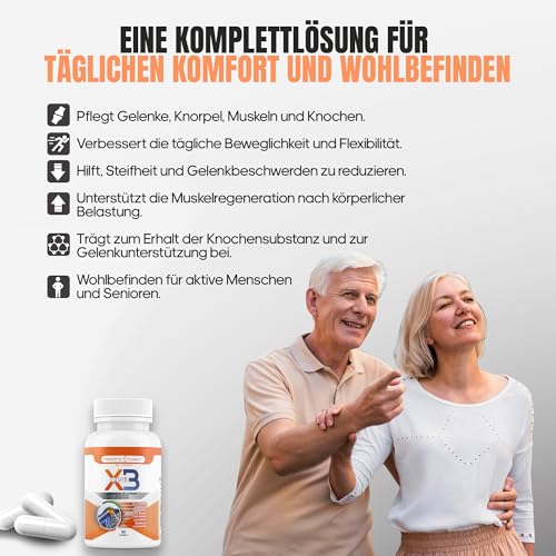 X3 Healthy Fusion | Komplex aus Glucosamin, Chondroitin, Kurkuma & MSM | Für starke Gelenke, gesunden Knorpel & leistungsfähige Muskeln | Lindert Schmerzen & verbessert die Beweglichkeit | 90 Kapseln