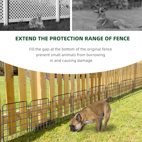 Image of 30ft x 17in Garden Fence Animal Barrier, 28 Panels No Dig Fence Border, Rustproof Metal Decorative Garden Fence with Ground Stake, Flower Bed Edging Border for Dog, Rabbit, Outdoor Yard Patio Decor