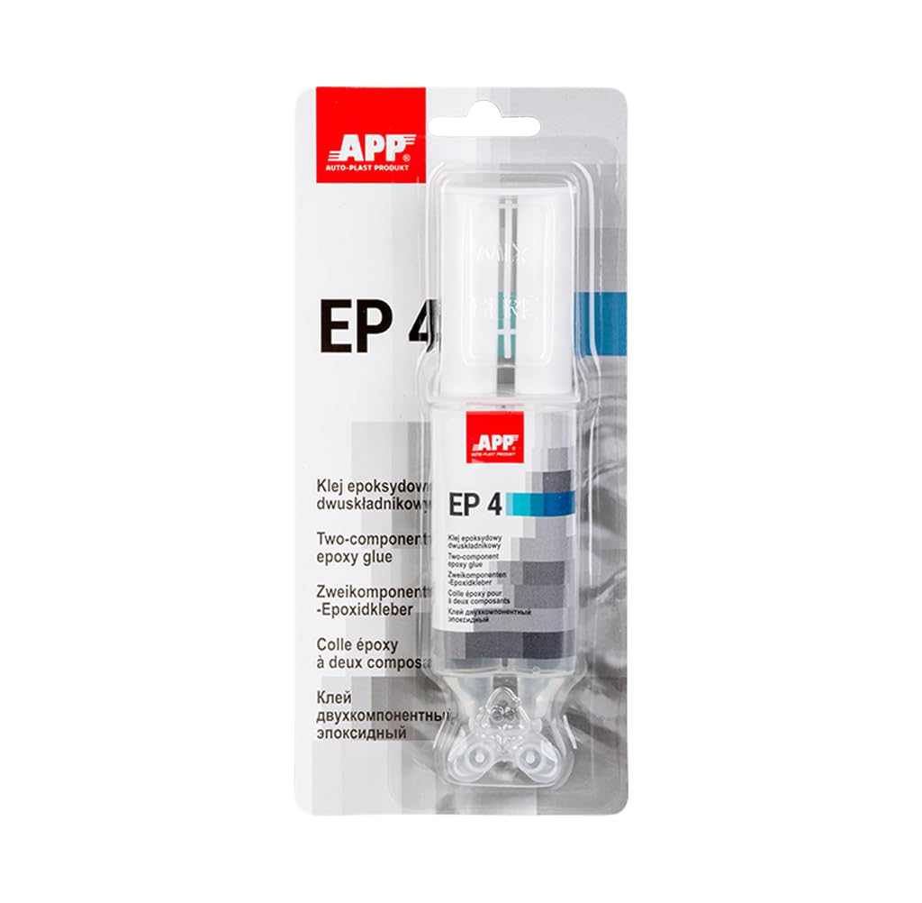 APP EP 4 – Pegamento epoxi 2 componentes | Resina epoxi transparente universal con endurecedor | Alta resistencia para uso interno y externo | Para madera, metal, cerámica, vidrio y plástico | 25 ml