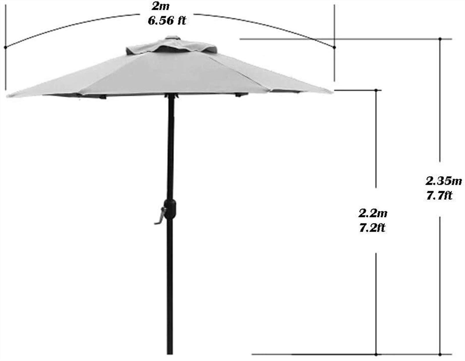 Parasole ogrodowe na zewnątrz Okrągły parasol ogrodowy, parasol przeciwsłoneczny, Uv50 +, parasol na patio na świeżym powietrzu z korbą do basenu na plaży w kawiarni, 6 wytrzymałych żeber good
