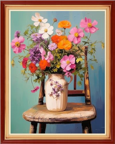 Image of Funxvoot Stamped Cross Stitch Kits Beginners Full Range of Embroidery Kits for Adults 11CT Embroidery Patterns Needlepoint Kits Printed Cross Stitch Kits-Colorful Flowers 16x20 inch