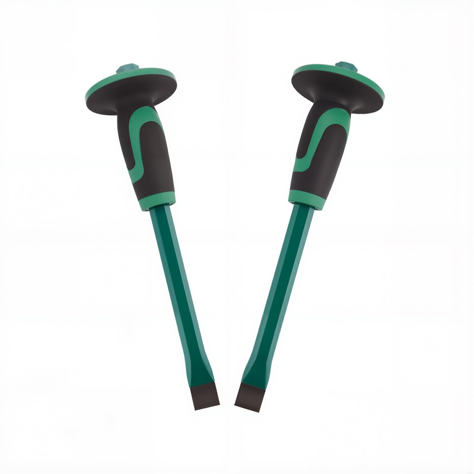 Lot de 2 burins plats à froid de 300 x 22 mm avec protection des mains, ciseaux à froid robustes en métal pour démolir le béton de maçonnerie, poignée antidérapante