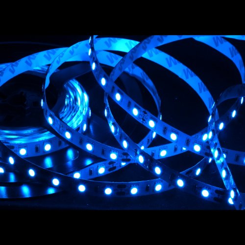 Image of ABI High Brightness Blue Flexible LED Light Strip with AC Adapter, SMD 5050 LED Chips, 5 Meters / 16.4 FT Spool, 12VDC