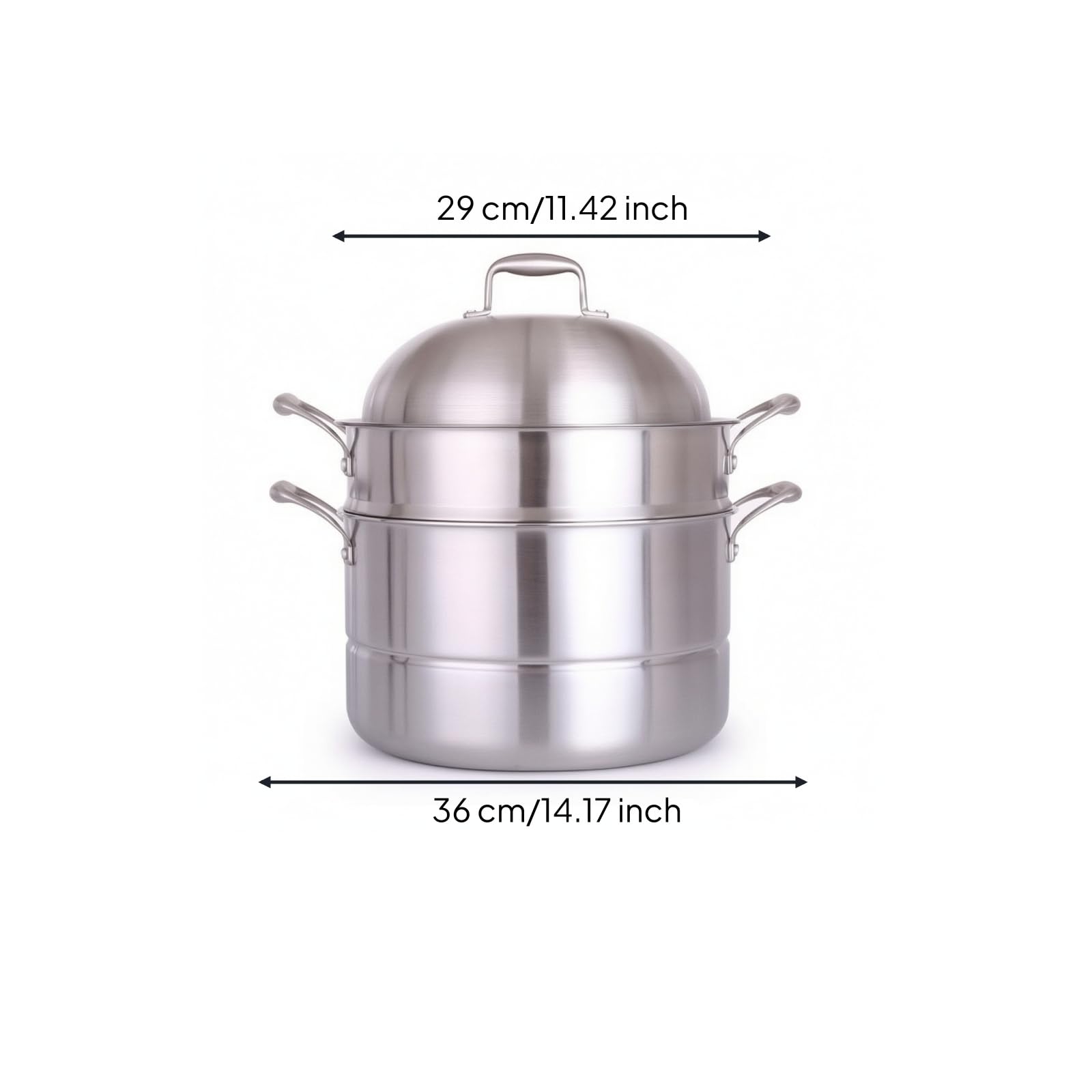 Vaporiere Acciaio Inox Pentola Cottura Coperchio 304 a Tre Strati Spessore 2.5 Mm per Riscaldamento Uniforme Manici Ad Anello per Presa Stabile E