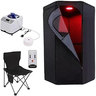 Dampfsauna Sauna 1350W Faltbar Heimsauna mit Klappstuhl, Fernbedienung und 3L Wassertank Mobiles Saunazelt für Zuhause