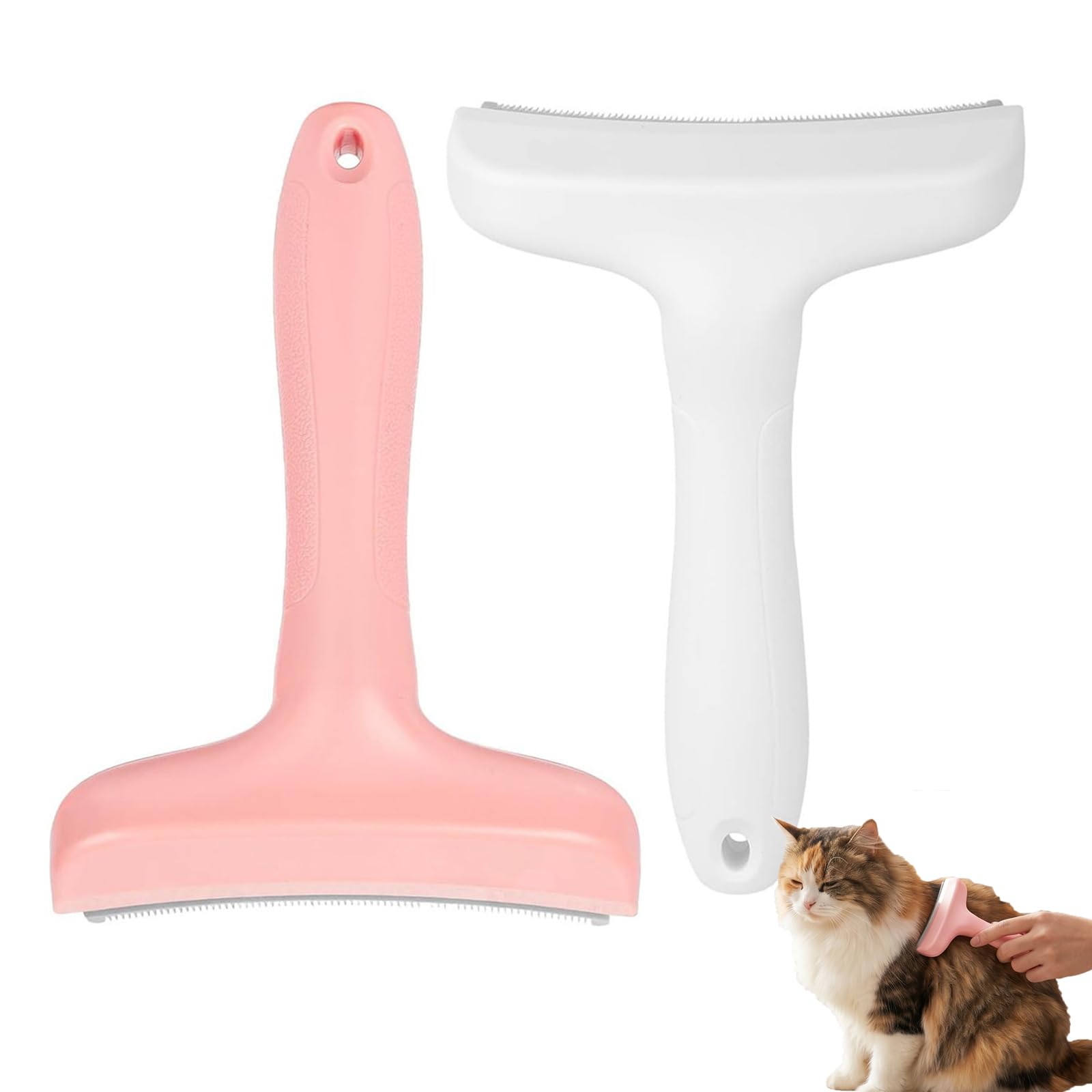 2 PCS Cat Brush Pet Hair Remover White and Pink Dogs and Cats Deshedding Brush Pet Undercoat Grooming Tool and Dog Comb Cat Hair Brush for Efficient Hair Shedding Solutions