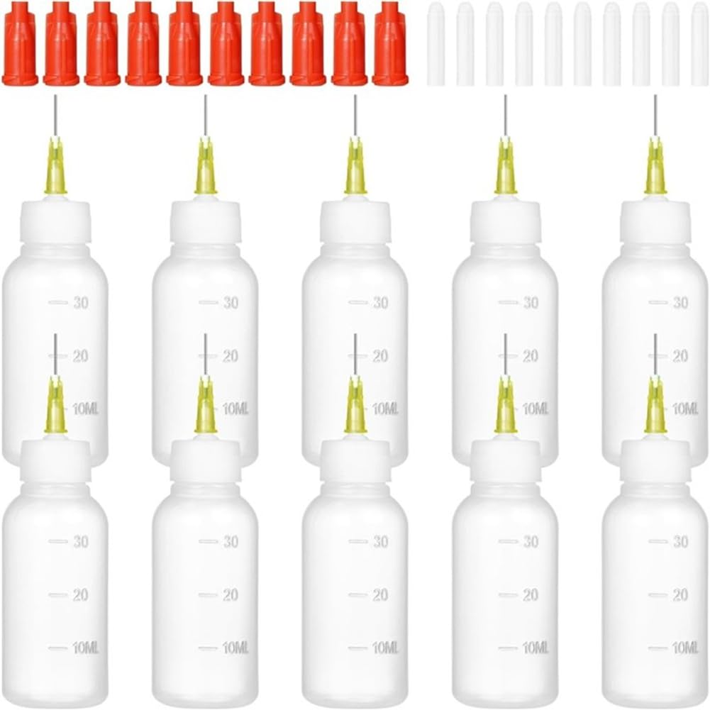 Jnchdghwa Glue Squeeze Bottle with Blunt Needle Tip, 30cc Capacity for Applications Dispenser Bottle