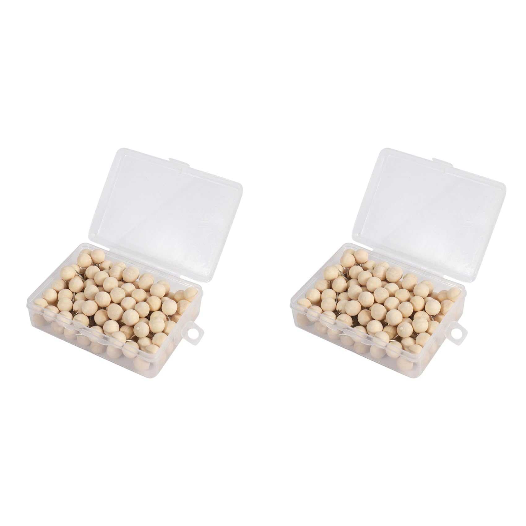 Onchdbfhuu 260pcs Round Wood Decorative Push Pins, Wood Head and Steel Needle Point Thumb Tacks for Photos, Maps and Cork Boards