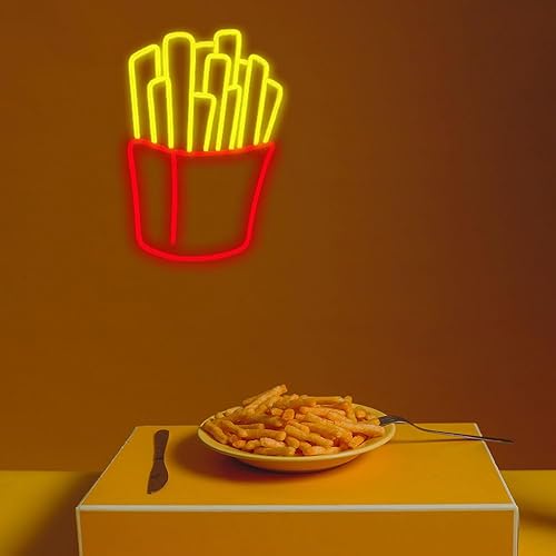 Miniatura 3 de Letrero de neón de papas fritas para decoración de pared, letreros de luz LED personalizados para decoración del hogar y dormitorio, tamaño 15.0 in