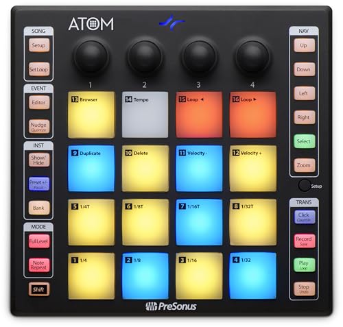 PreSonus ATOM, Controlador MIDI, Controlador de Pads para Producción Musical y Actuación con...