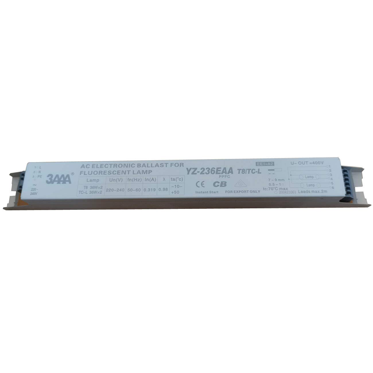 3Aaa 220-240V Yz-236Eaa Ac Electronic Ballast Instant Start Fluorescent Lamp Electronic Ballast For Tc-L 36Wx2 T8 36Wx2 Lamps (Yz-236Eaa)