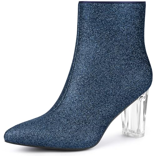 Bottines à paillettes Allegra K d'une élégance rare avec talon bloc en cristal