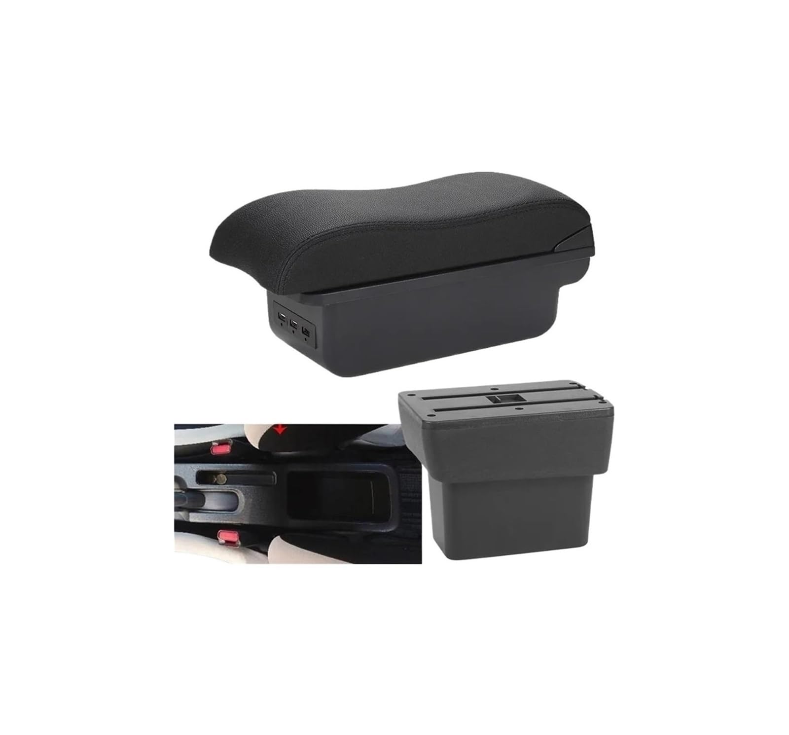 HCKCLMBMZW For Nissan For Note For EPower 2016-2022 Armrest Box Central Storage Dedicated Interior Retrofit Car Car Armrest Center Console(B2 Black Line 3usb)