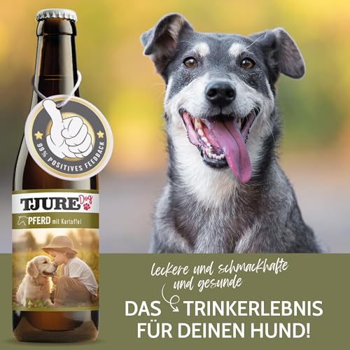 TJURE Hundesmoothie Pferd mit Kartoffel | 6 x 220 ml | Getreidefreier Smoothie für Hunde | Mit 26 % Pferdefleisch & Gemüse | Ideal als Topping & Snack | Ohne Zusatzstoffe | Made in Germany