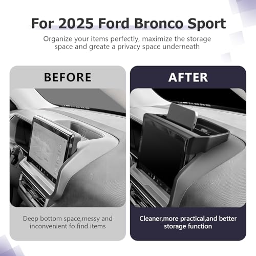 Image of LUWU for 2026 Bronco Sport Dashboard Storage Tray - 2025 2026 Ford Bronco Sport 13.2-inch Behind Screen Organizer Center Console Display Box Dash Tray Bronco Sport 2026 Accessories (for 13.2 inch Screen)