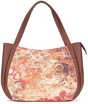Women’s Jute & Vegan Leather Tote Bag – Handcrafted Shoulder Handbag, Spacious Carryall Work Bag for Office, Travel & Daily Use