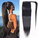 Brazilian Virgin Straight Human Hair Ponytail 100% Unprocessed Human Hair Magic Paste Ponytail natural color (22Inch, straight ponytail)