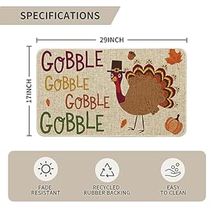   Artoid-Mode-Gobble-Turkey-Decorative-Doormat-Seasonal-Fall-Thanksgiving-Holiday-Party-Low-Profile-Floor-Mat-Switch-Mat-for-Indoor-Outdoor-17-x-29-Inch
