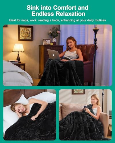 Super Fuzzy Soft Sherpa Fleece Weighted Blanket, 12 lbs Dual Sided Fluffy Heavy Weighted Blankets for Adults - No Bunching with Double Layers of Soft Inner Lining (48"x 72", 12 Pounds)