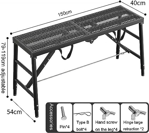 Escalera andamio multiusos de acero con plataforma ajustable portátil 6
