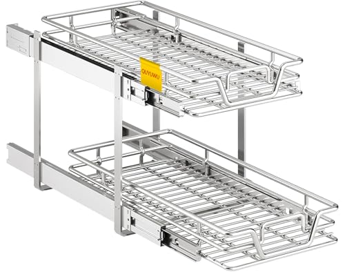 2-Tier Kitchen Cabinet Pull Out Shelf and Drawer Organizer Slide ...