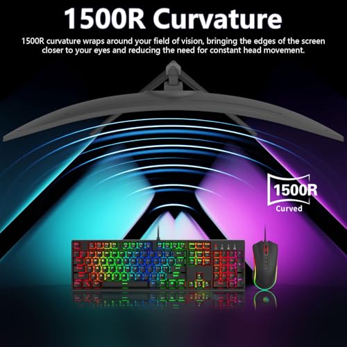Image of 49 Inch Curved Ultrawide Gaming Monitor, 5K Computer Monitor(5210x1440P), 165Hz, 1500R HDR10, 32:9, AMD FreeSync, 125% sRGB, HDMI /DP VESA100*100mm