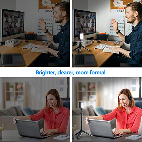 KU XIU Professional Smartphone Video Light Kit for Video Conference Recording YouTube Vlog, with Mini Tripod, Smartphone Holder, Extension Pole, Suction Cup, Adjustable Color Temperature & Brightness