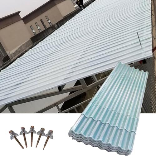 Láminas Onduladas Para Techos,Paneles Para Tejado Transparentes De Invernaderos,Placa De Iluminación FRP De 1mm,Paneles Aislantes Para Techos,Para Cochera De Jardín,9Pcs-0.9x1.3m/35x51in