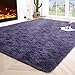 Noahas Super Soft Modern Shag Area Rugs Fluffy Living Room Carpet Comfy Bedroom Home Decorate Floor Kids Playing Mat 4 Feet by 5.3 Feet, Gray-Purple
