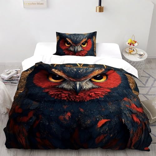 Housse de couette hibou 3D pour lit simple de garçon