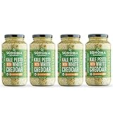Sonoma Gourmet Rich & Creamy Kale Pesto with White Cheddar Pasta Sauce | Gluten-Free | Made With Garden Fresh Kale & Sharp White Cheddar - 25 Ounce Jars (Pack of 4)