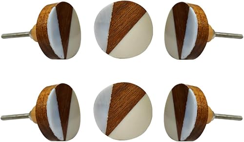 Perilla Home Juego de 6 pomos de madera decorativos para el hogar, gabinetes de cocina, armario, puerta, aparador, armario y tiradores de cajón