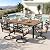 PHI VILLA 7 Pcs Patio Dining Set,Outdoor Table Chair Set for 6 with Outdoor Chairs and Metal Frame Steel Rectangular Table,Outdoor Dining Furniture with Cushion and Pillow for Garden Lawn Deck