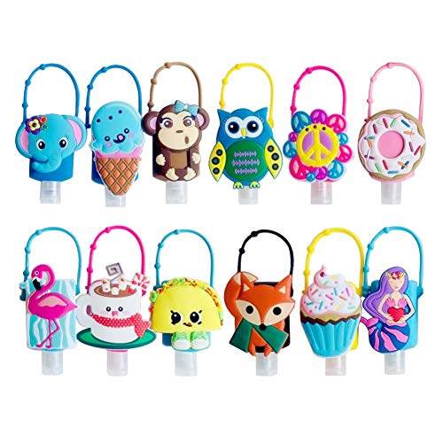 24 Pieces Travel Bottle Keychain Holders Set for Adults and Kids (Color1-12 sets)