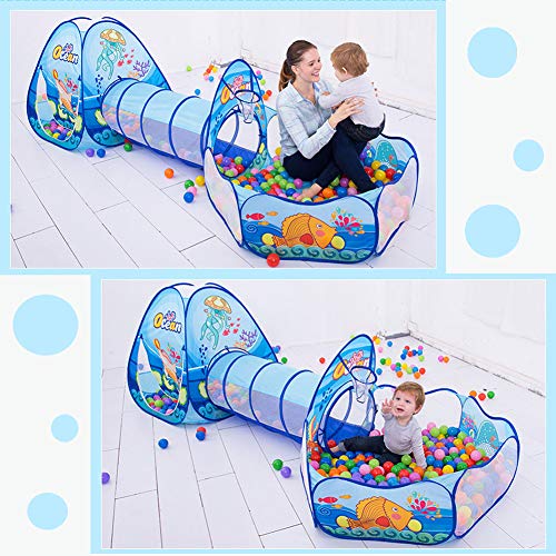 LOJETON Kids Play Tent, Tunnel & Ball Pit with Basketball Hoop for Boys, Girls and Toddlers-Indoor / Outdoor Playhouse