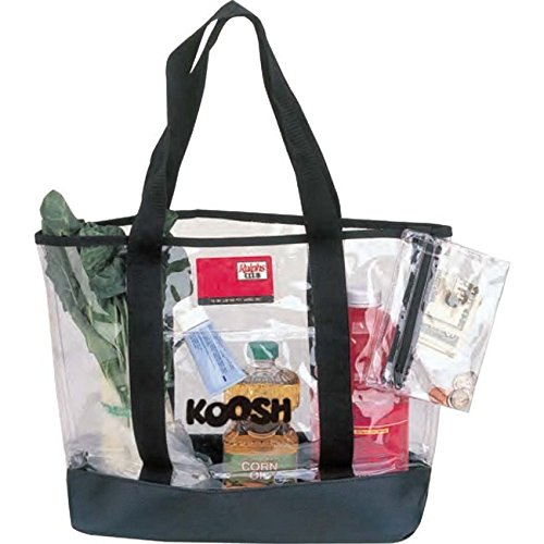 K-Cliffs 20" Clear Tote Bag Reusable See Through Shopping Bags Transparent Security Shoulder Pouch Black Free Coin Pouch #TOP3