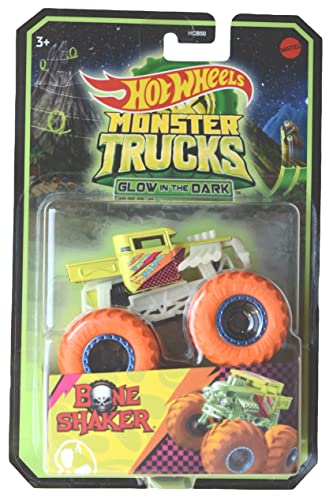 Carrinho Hot Wheels Monster Trucks Brilha no Escuro Bone Shaker