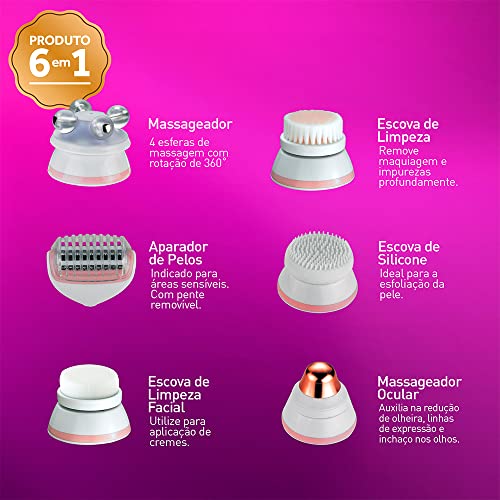 Depilador Elétrico de Pelos Feminino Intimo Sem Dor - 6 Acessórios em 1 Aparelho - Relaxmedic