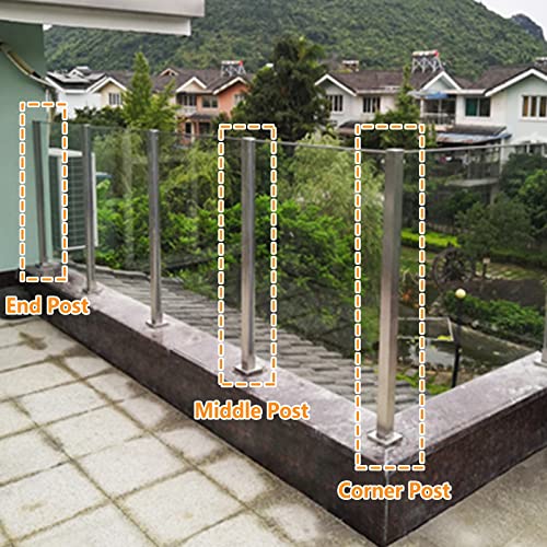 Poste balaustrada de acero inoxidable plateado para terrazas y patios 3