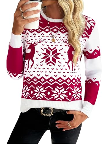 Demegimi Pullover Damen Herbst Winter Weihnachten Strickpullover...