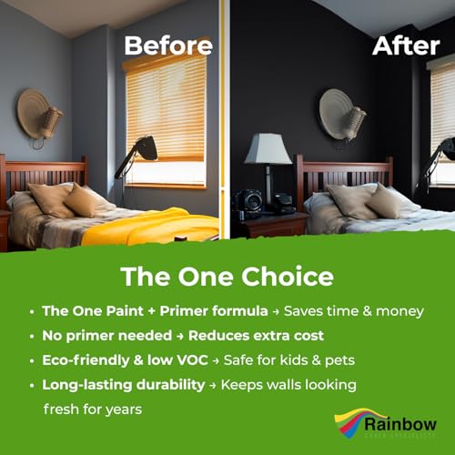 THE ONE All-In-One Paint & Primer - Black Matte, 33.8 Fl Oz/1 Liter | 1 Coat Formula | Easy Indoor & Outdoor Decorating for Home & Garden Walls, Floors & Furniture | Water-Based & Low VOC