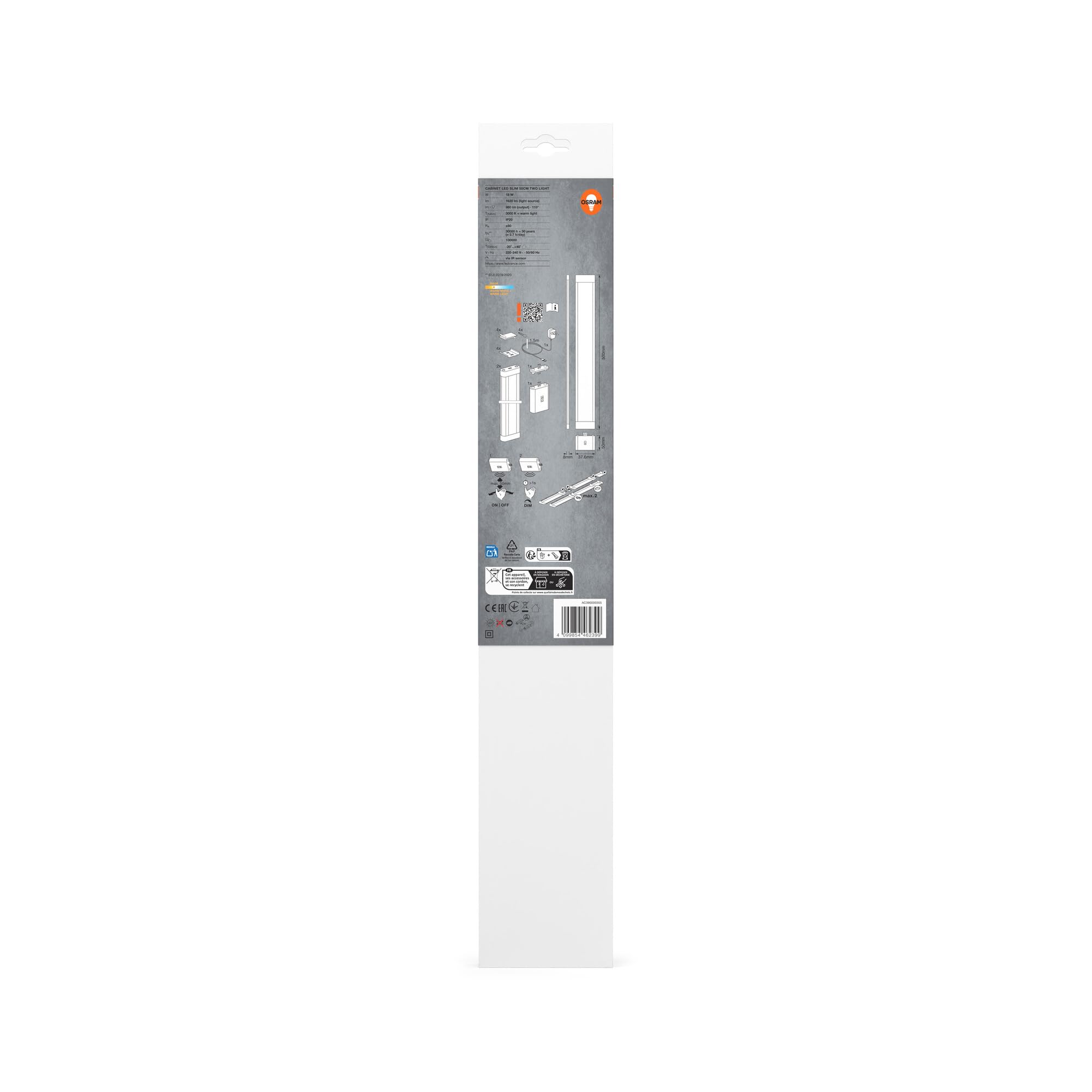 OSRAM kit 2 plafoniere LED 300mm con sensore automatico | Cabinet LED Slim, Ceiling Luminaire, Bianco, dia, 30000 h, confezione da 1